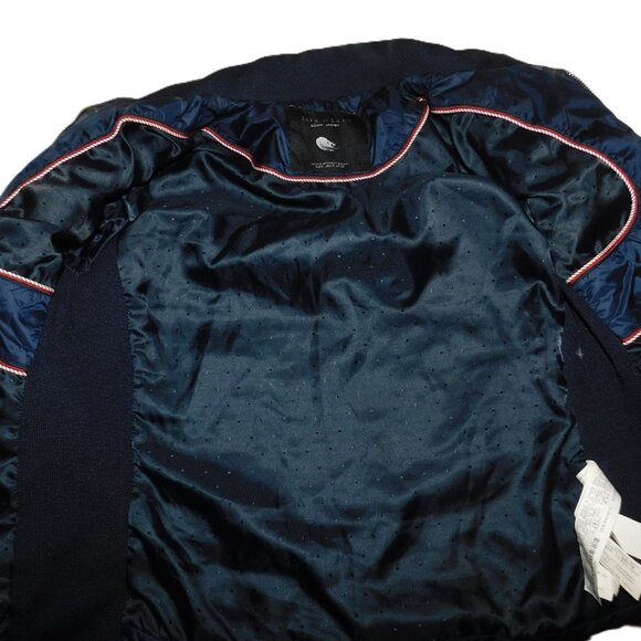 Zara Woman Down Puffer Jacket Navy Blue With Gold Tone Hardware Size Small - Picture 8 of 9